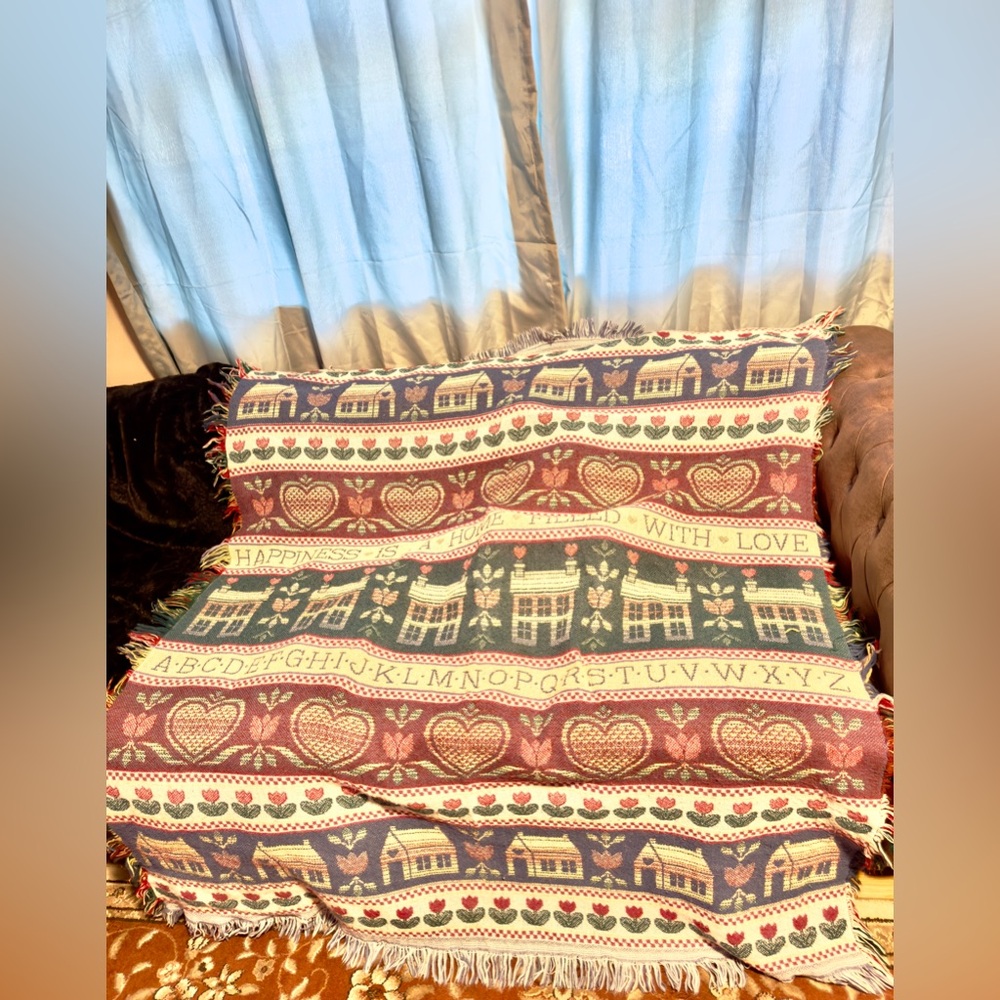 Cozy Multicolor Alphabet and Heart Throw Blanket